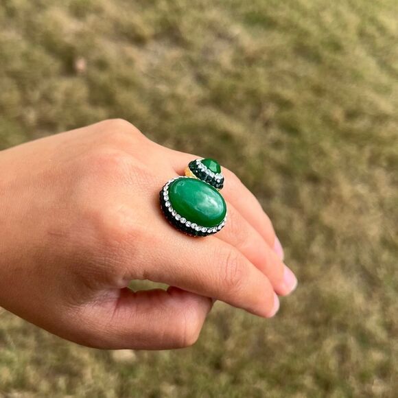 Green Onyx Adjustable Ring - Picture 5 of 14